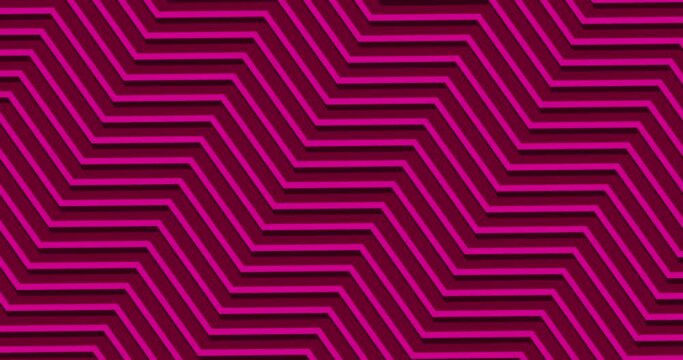 pink color zig-zag lines pattern moving diagonally, seamless looped animated motion graphics background.