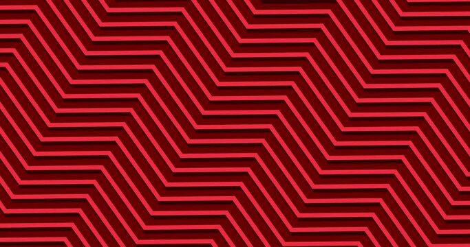 red color zig-zag lines pattern moving diagonally, seamless looped animated motion graphics background.