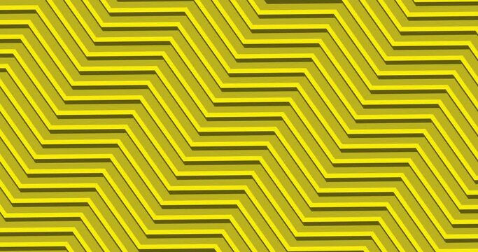 yellow color zig-zag lines pattern moving diagonally, seamless looped animated motion graphics background.