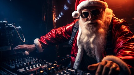 Christmas party in a night club with Santa Claus