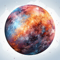 Space Planet Watercolor Sublimation illustration, Generative Ai