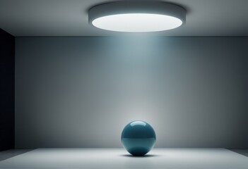 3D rendering of a dark background with a light ball 3D rendering of a dark background with a light ball empty dark abstract interior with light and concrete floor with night scene background. architec