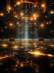 Backdrop With Illumination Of Orange Spotlights For Flyers realistic image ultra hd high design	
