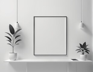 empty frame with blank poster on wall, interior design concept. mock up for product or exhibition empty frame with blank poster on wall, interior design concept. mock up for product or exhibition mock