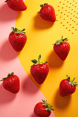 Strawberries on colorful background. 