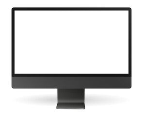 Black computer monitor. Display with empty screen isolated on transparent background