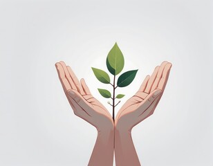 Fototapeta na wymiar human hands holding a plant human hands holding a plant hand holding plant icon