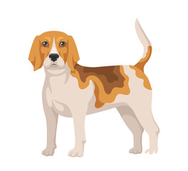Cute dog concept. Adorable breed of pet and domestic animal. Mammal and wild life. Sticker for social networks and messengers. Cartoon flat vector illustration isolated on white background