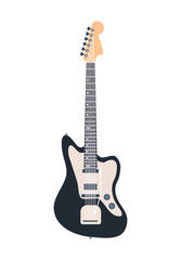 Obraz premium Various guitar sticker. Electric musical instrument for guitarists. Creativity, art and music. Hobby and leisure. Template and layout. Cartoon flat vector illustration isolated on white background