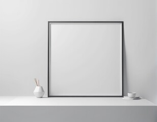 blank white frame in a modern interior. mock up. 3D rendering, illustration. blank white frame in a modern interior. mock up. 3D rendering, illustration. empty frame on a white background