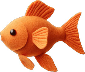 Cute plush felt toy goldfish - obrazy, fototapety, plakaty