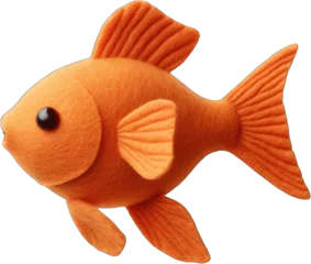 Fotobehang Cute plush felt toy goldfish © blxckflowers