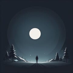 full length silhouette of a man standing in the forest at night with a big moon and a full moon full length silhouette of a man standing in the forest at night with a big moon and a full moon full len