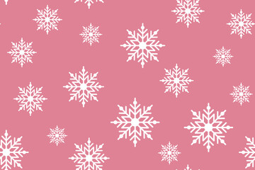 Snowflakes on a cute pink background. Seamless winter holiday pattern. Graphic scottish texture. Fashionable print for gift wrapping, fabric, cover, social media stories. Vector illustration
