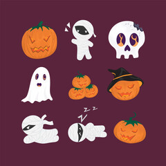 Fototapeta premium set of halloween vector element 