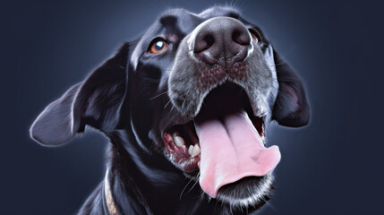 portrait of a funny labrador retriever who lets his tongue hang out of his mouth