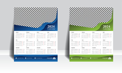 2024 wall calendar design for business, creative advertisement.