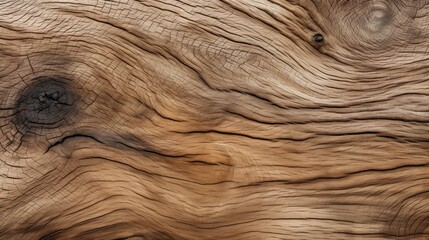 Close-up of knotted oak wood texture with rugged bark, showcasing interplay of light and shadow....