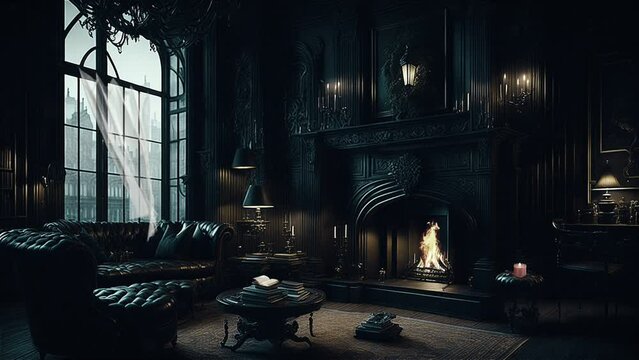 Victorian room with fireplace 