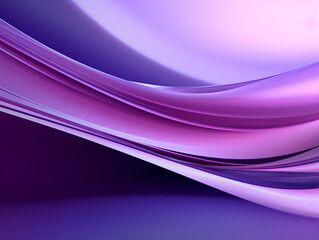 3D visualization, abstract background with lilac purple wavy lines. Futuristic wallpaper for text or product presentation.