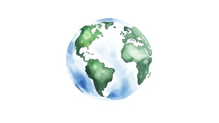 Green earth watercolor art hand drawing Green and B - obrazy, fototapety, plakaty