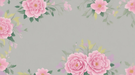 seamless pattern with leaves and pink rose flowers.. Floral Background