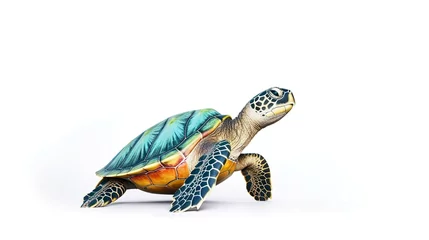 Foto op Canvas A sea turtle isolated on a white background © Jodie