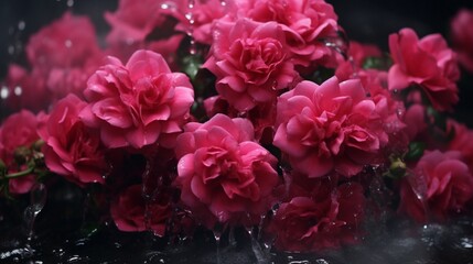 A cascading waterfall of Midnight Moss Rose petals, resembling a stunning natural masterpiece.
