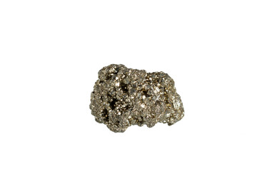 pyrite mineral stone macro on white background