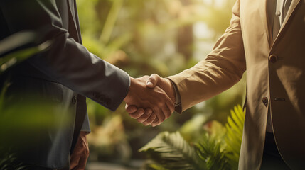 Accord d'affaires : Poignée de main entre hommes d'affaires symbolisant un partenariat réussi