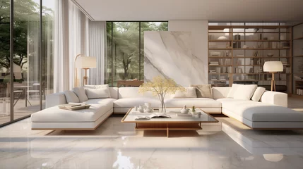 Fototapeten Salon moderne, meuble noble, marbre, architecte © Another vision