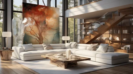 Fotobehang Salon moderne, meuble noble, marbre, architecte © Another vision