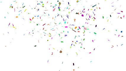 Multicolor confetti falling down, party popper PNG. Create birthday and party decoration concept. 