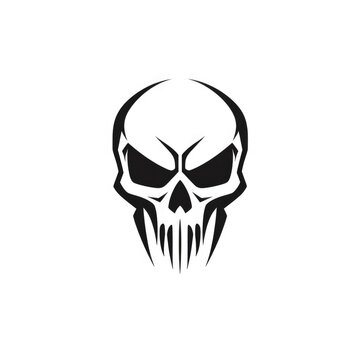 Skull icon, logo design in minimalist style. Skull on an isolated white background. For web design and interface icons button and logo