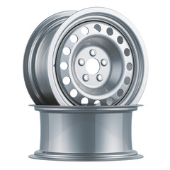 Car steel wheels, car rims. 3D rendering isolated on transparent background
