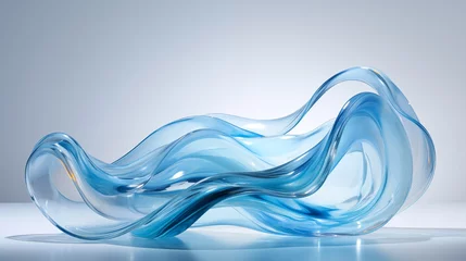 Deurstickers abstract artistic glass water sculpture in studio setting © Riften