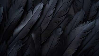 black matte feather of crow , close-up background