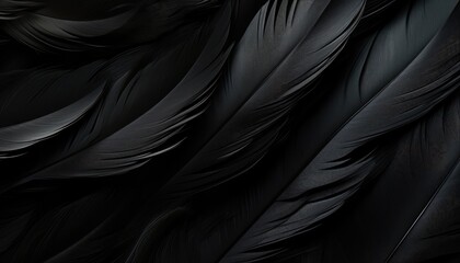 black matte feather of crow , close-up background - obrazy, fototapety, plakaty