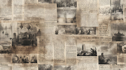 Seamless old vintage newspaper pattern - obrazy, fototapety, plakaty