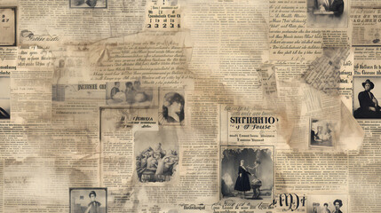 Seamless old vintage newspaper pattern - obrazy, fototapety, plakaty