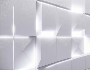 Geometric and abstract white bright 3D texture wall with squares and square cubes. Generative AI