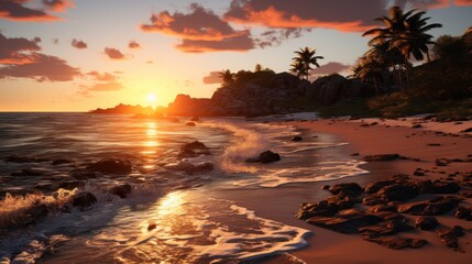 Beautiful sunset in beach UHD wallpaper