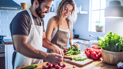 couple cooking together