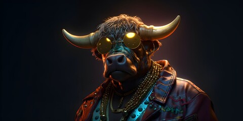 "Cyber Stampede: The Bull in the Beat" | Background Design | AI Generated Artwork