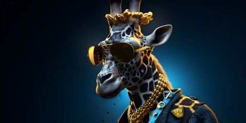 "Cybernetic Serenity: The Hip Giraffe in the Machine" | Background Design | Generative AI Artwork