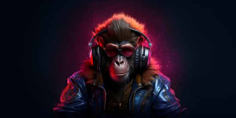 "ChimpTech Groove: The Ape of the Future" | Backgground Design | AI Generated Artwork