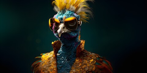 "Technicolor Elegance: The Cyborg Peacock's Digital Plumage" | Background Design | AI Generated Artwork