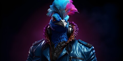 "Technicolor Elegance: The Cyborg Peacock's Digital Plumage" | Background Design | AI Generated Artwork