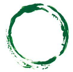 Fotobehang Round green paint imprint on white isolated background © nndanko