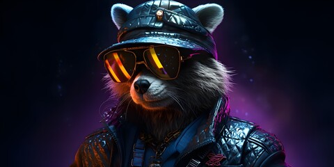 "Mechanized Mischief: The Cyborg Raccoon" | Background Design | AI Generative  AI Artwork